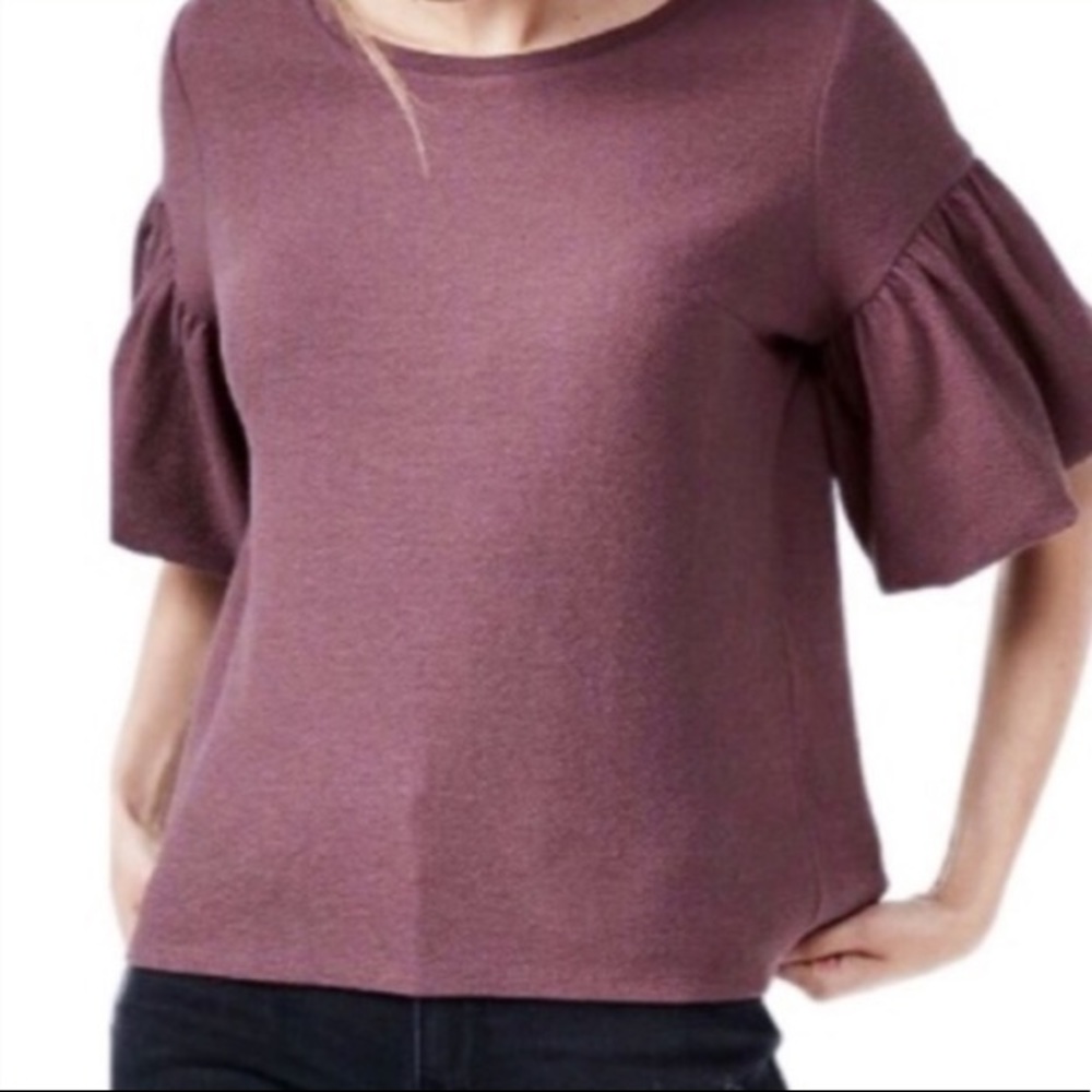 Express Puff Sleeve Cropped Textured Top